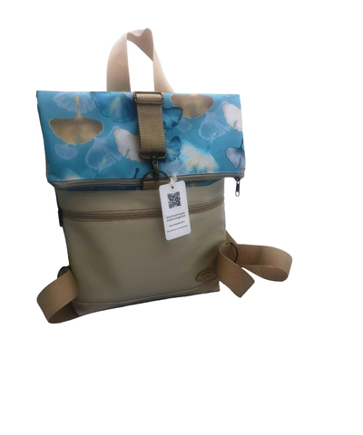 Rolltop Tasche - beige Blumen