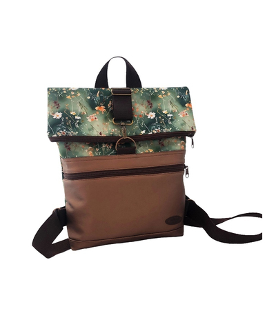 Rolltop Tasche -  Grüne Blumen