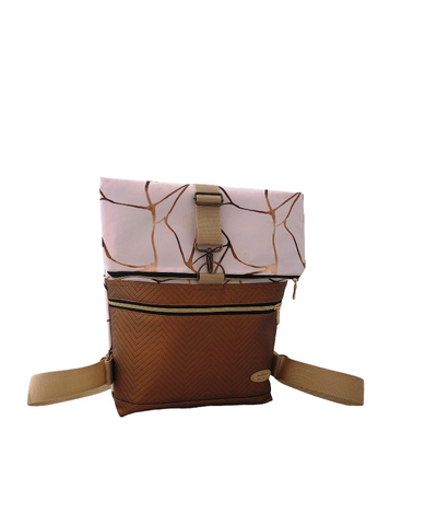 Rolltop Tasche - Bronze/Weiß